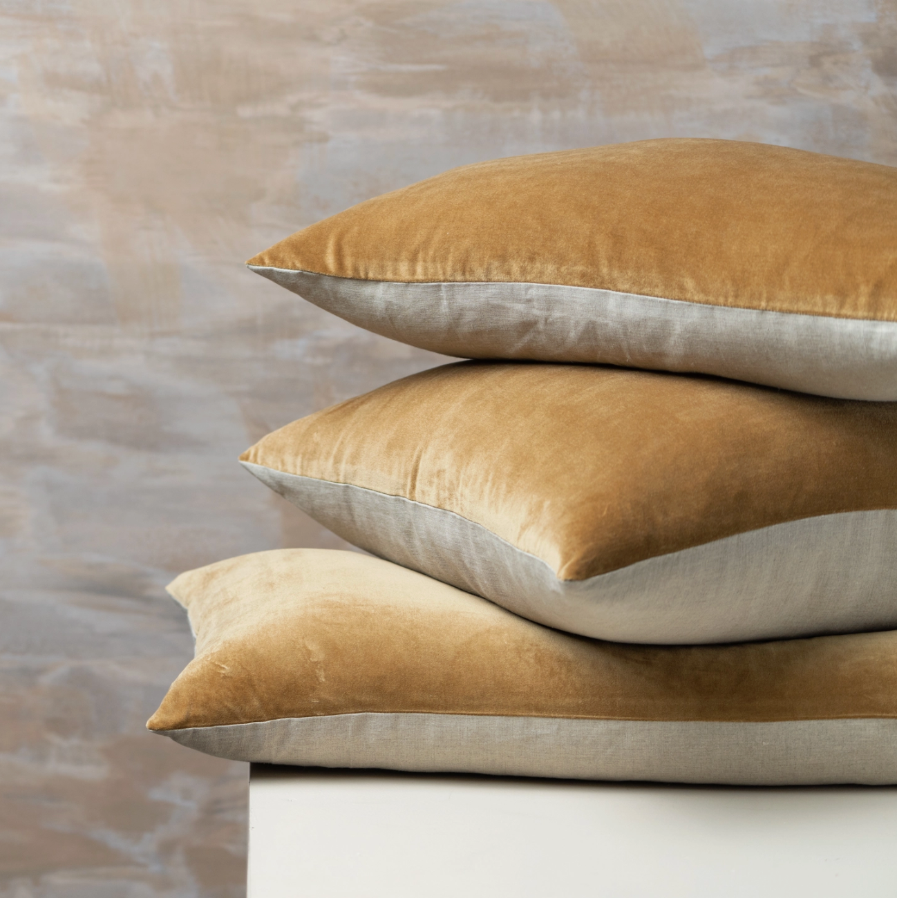 Linen/Velvet Square Pillow Cover - Nutmeg