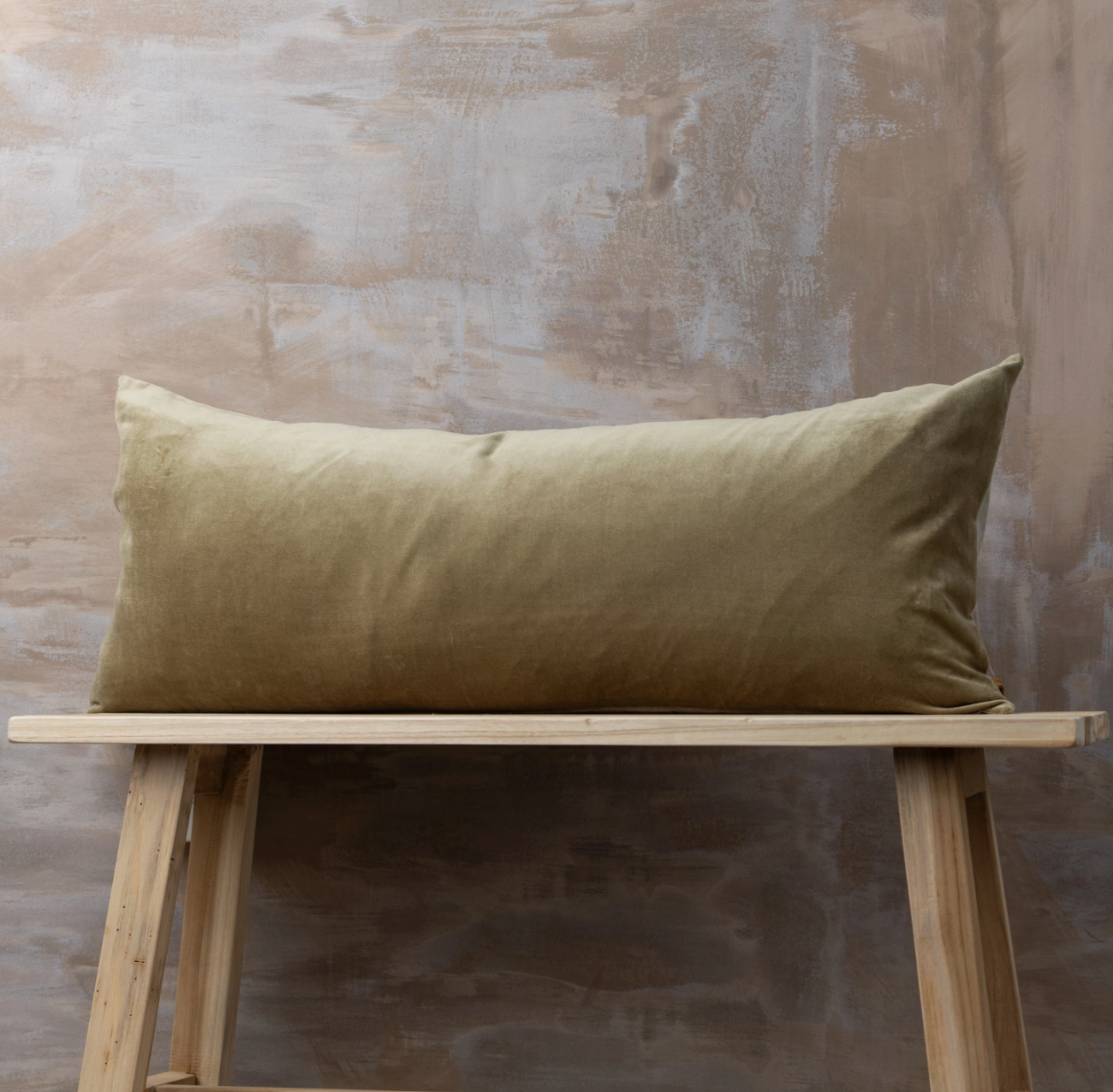 Linen/Velvet Body Pillow - Olive
