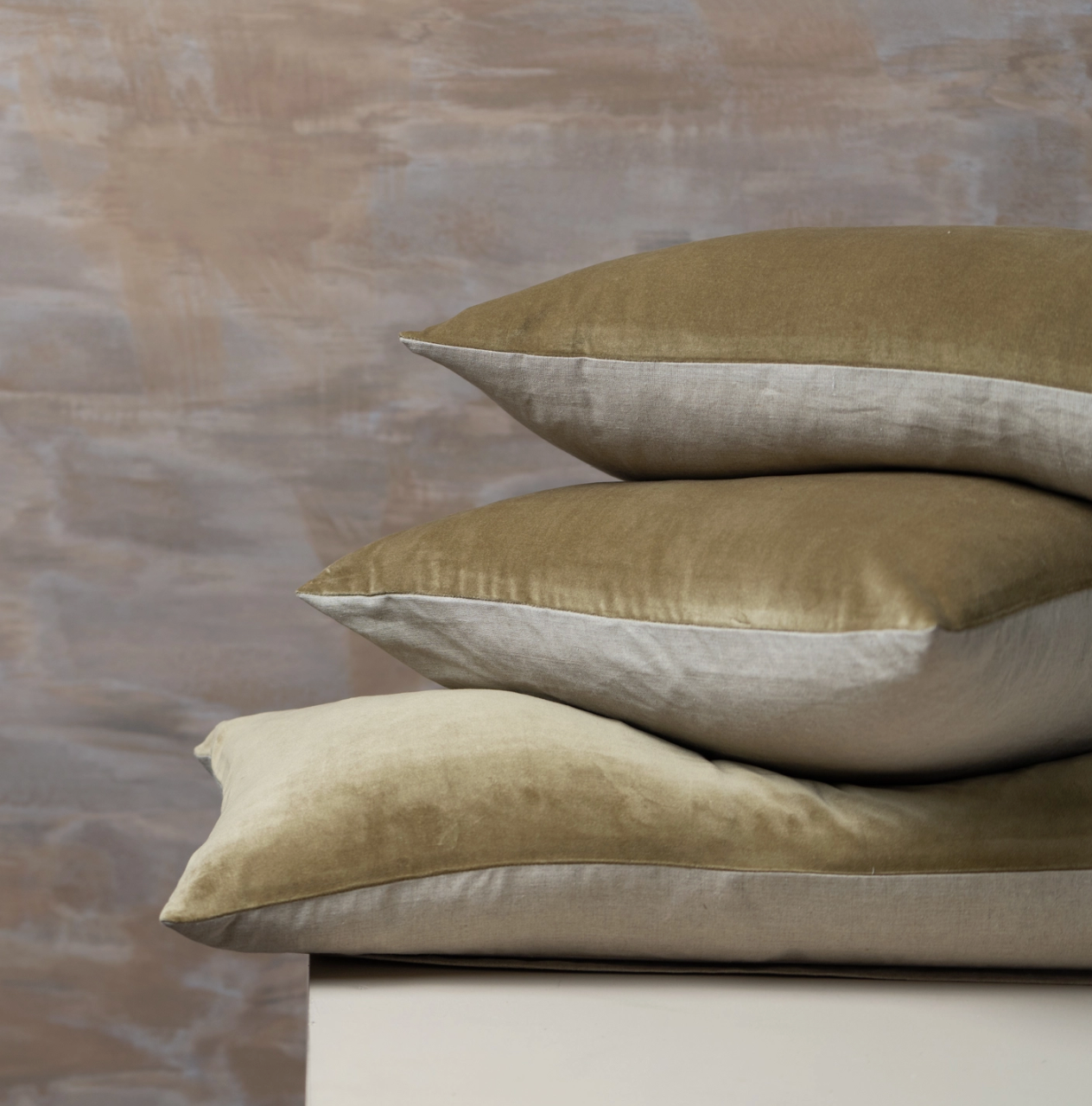 Linen/Velvet Body Pillow - Olive