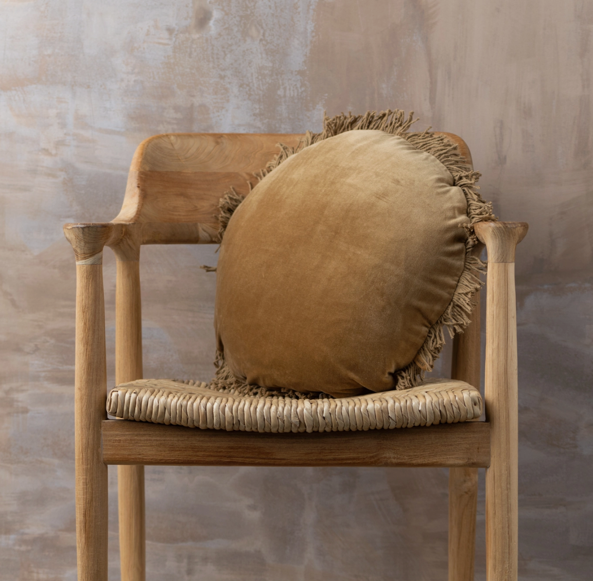 Velvet Round Pillow Cover - Nutmeg