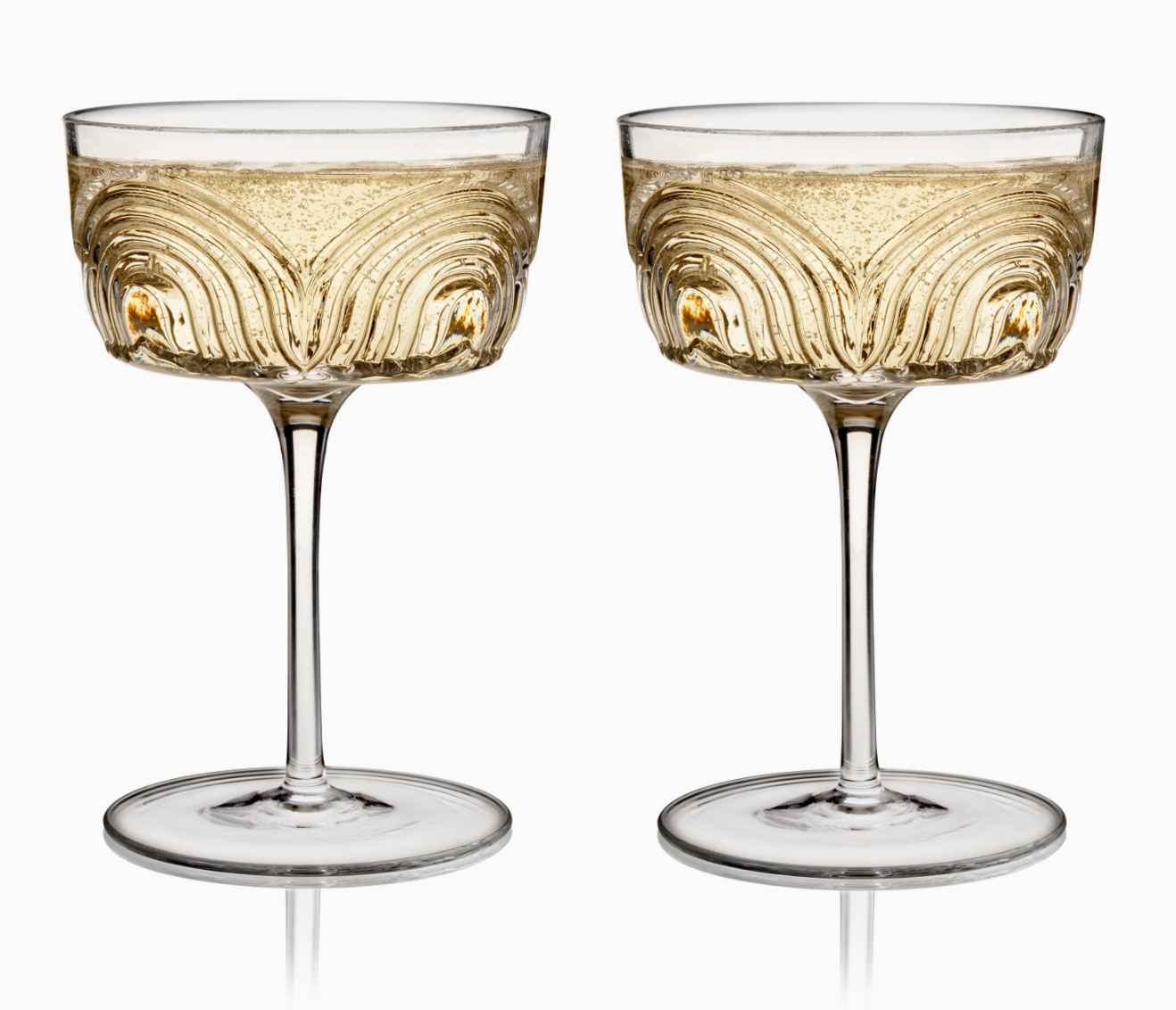 Deco Beau Crystal Cocktail Coupes - Set of 2